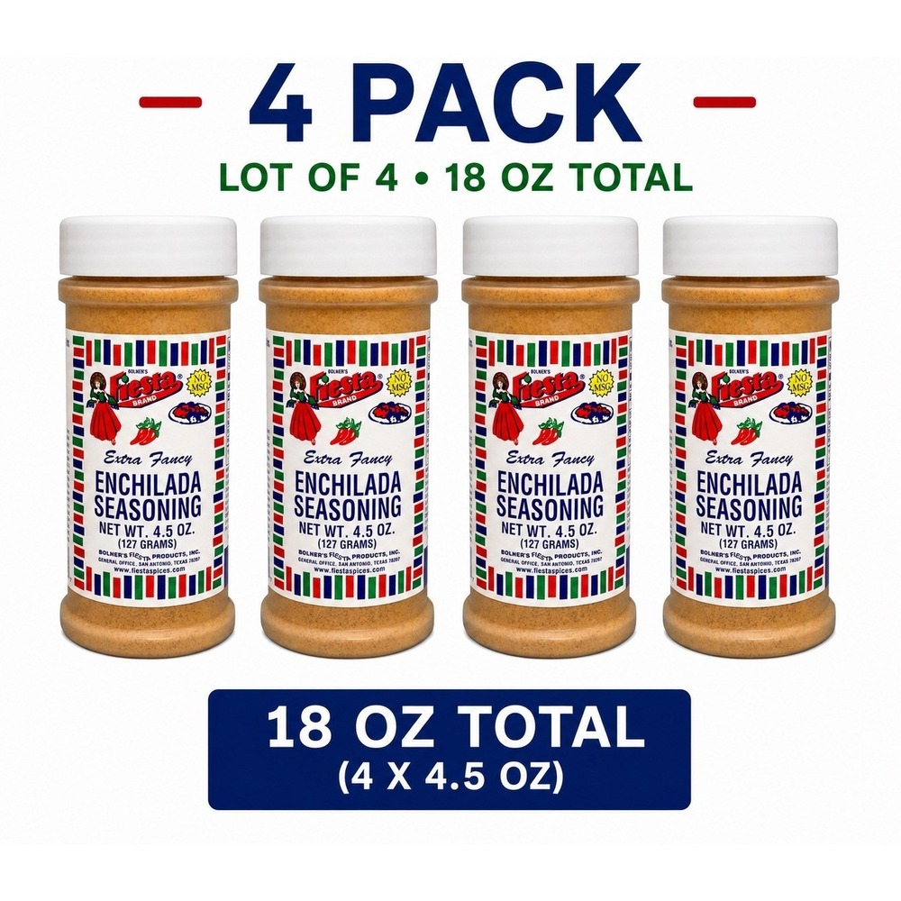 Bolner's Fiesta Brand Enchilada Seasoning Extra Fancy 4.5 oz 4 Pack 18 oz Total